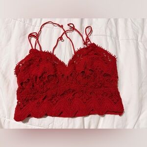 Free People Red Lace Bralette